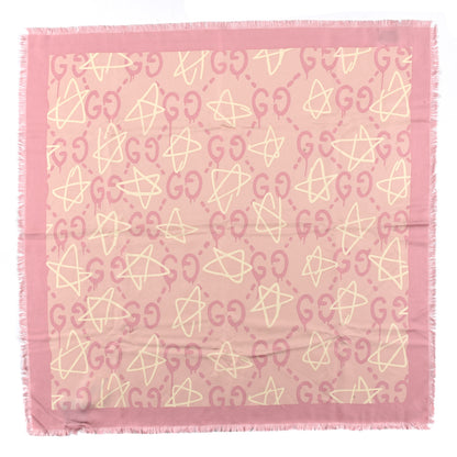 Gucci Silk Twill Gucci Stars Square Shawl Rose Pink 1 of 3