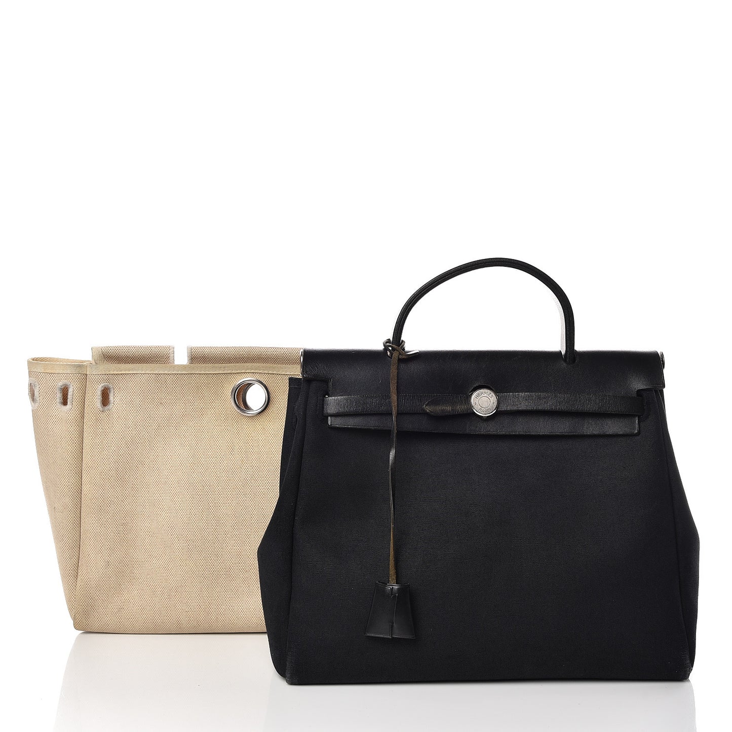 Toile Vache Calfskin Herbag 30 PM Black