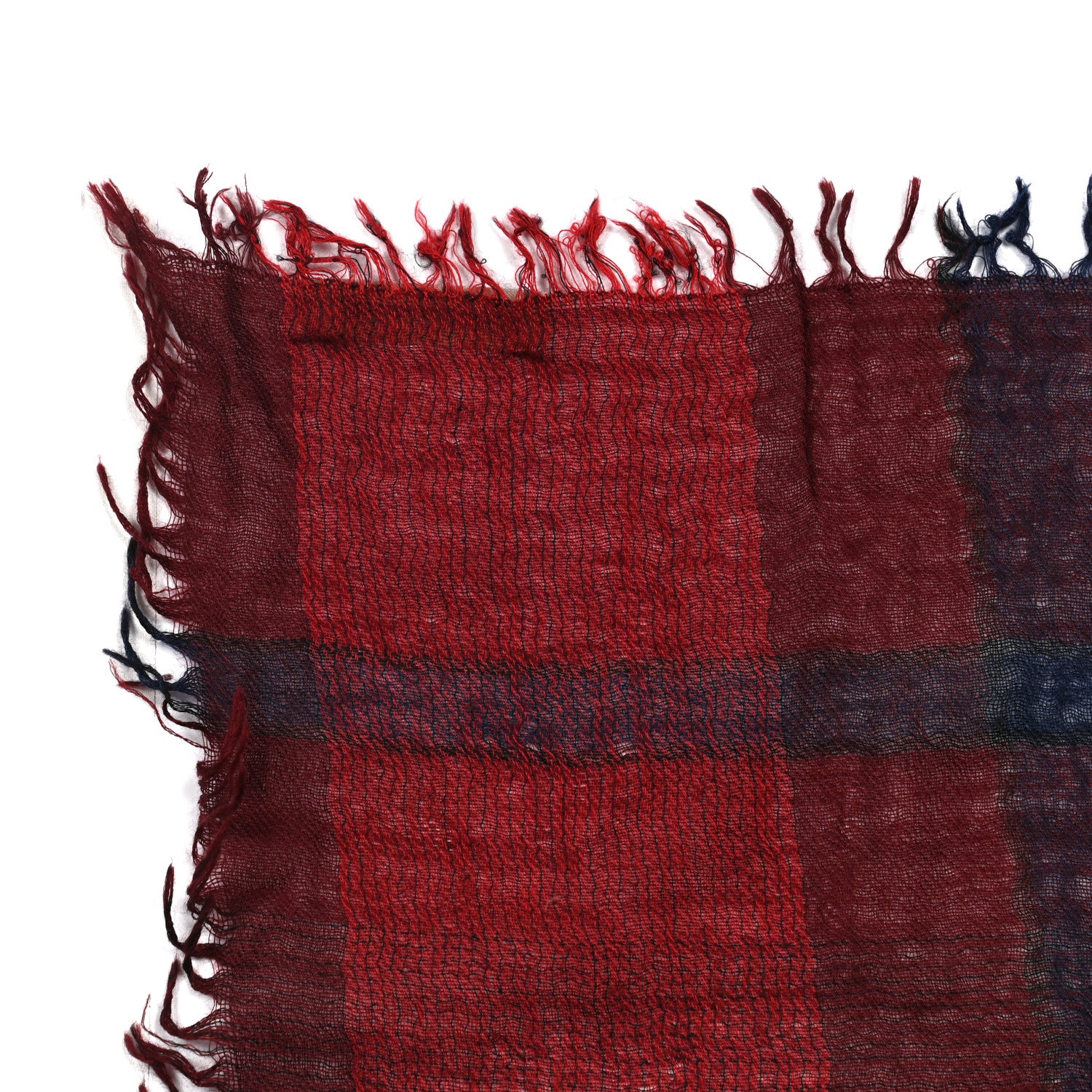 Burberry Wool Silk Gauze Giant Check Scarf Red 4 of 5