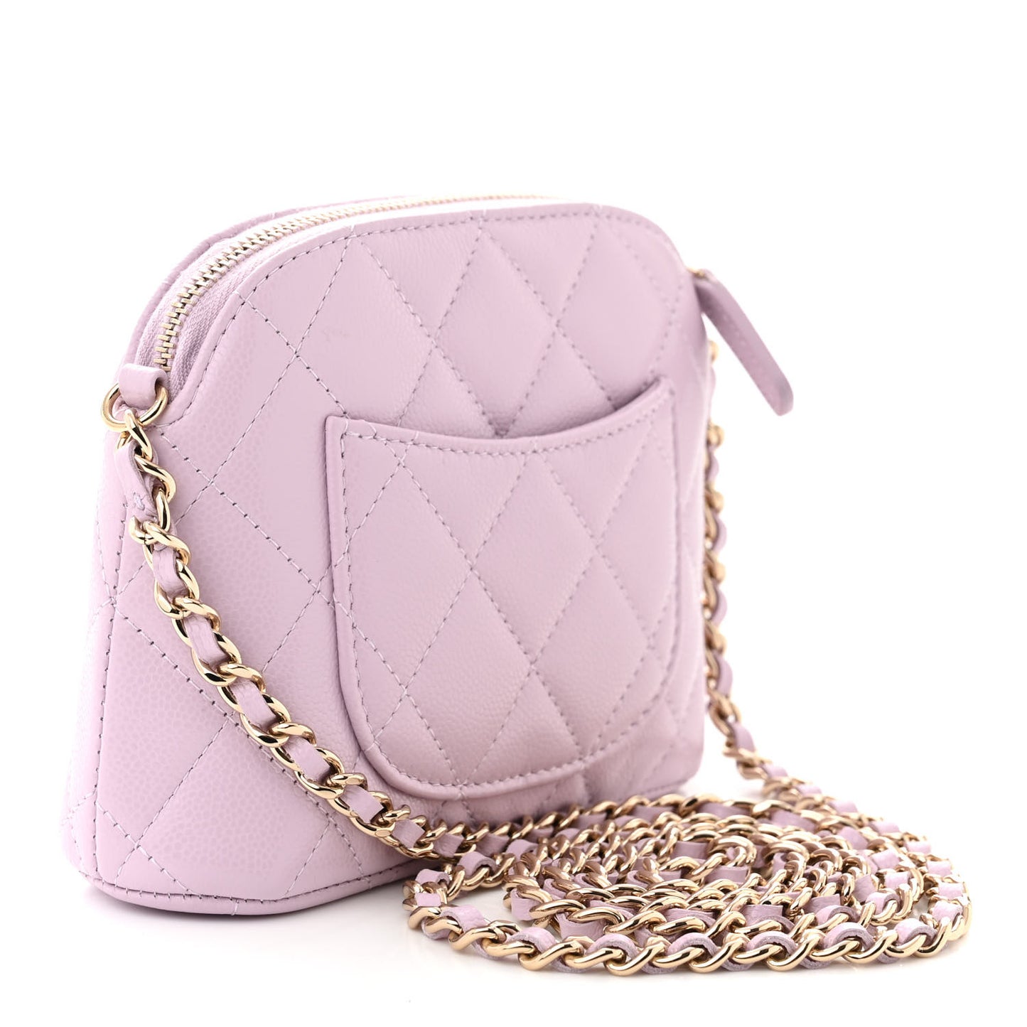 Caviar Quilted Clutch with Chain Light Purple