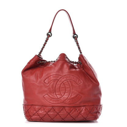 Chanel Calfskin Drawstring CC Bucket Bag Red 1 of 15