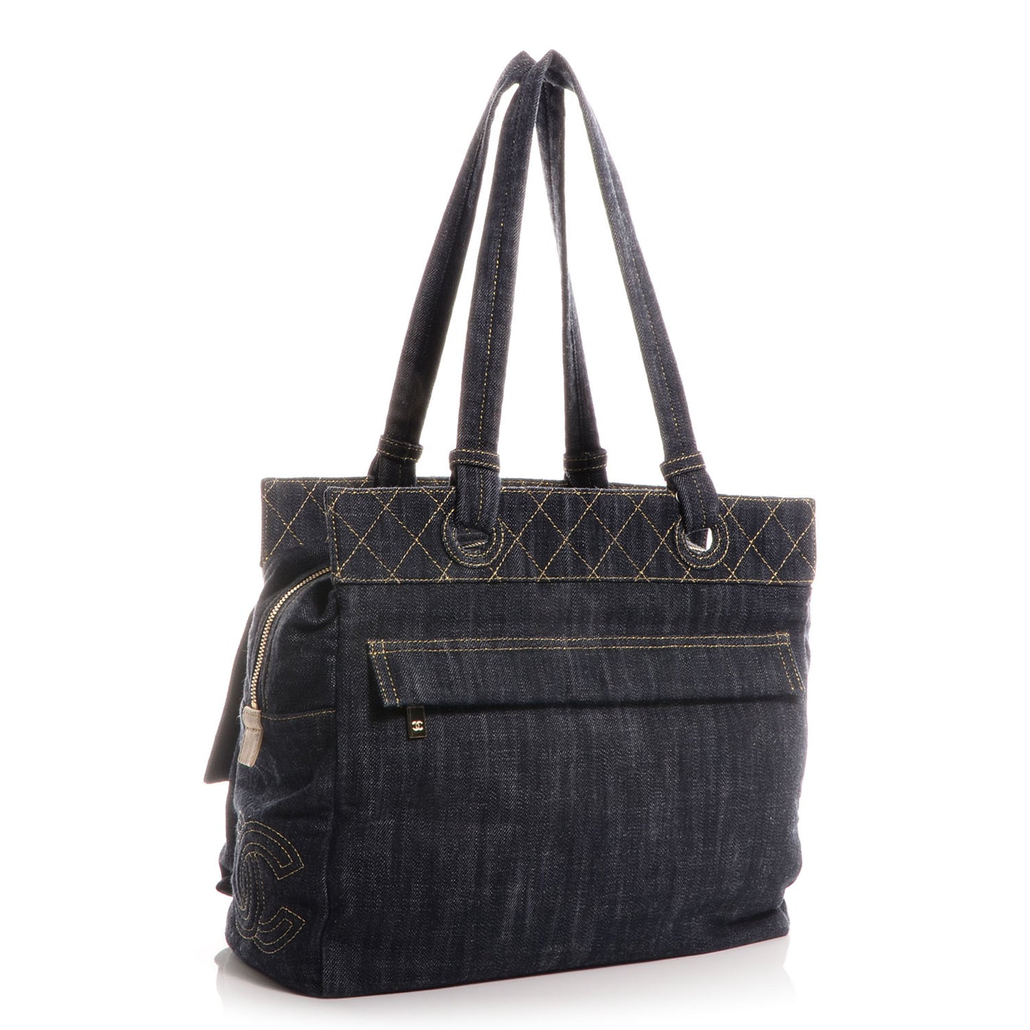 Denim CC Double Pocket Shoulder Bag