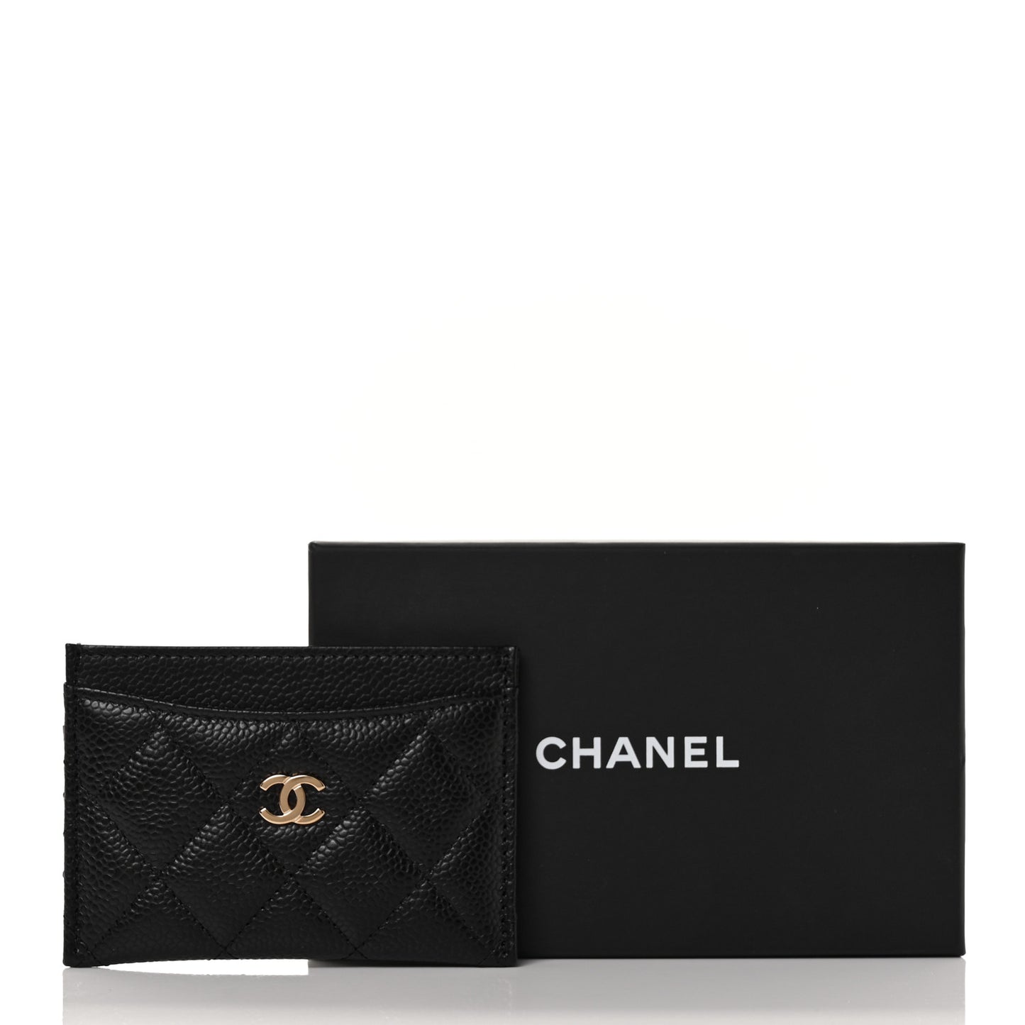 Caviar Quilted Card Holder Black