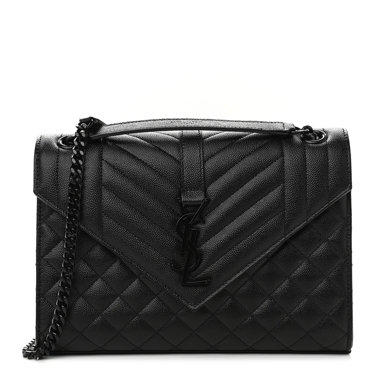 Grain De Poudre Textured Mixed Matelasse Triquilt Medium Monogram Satchel Black