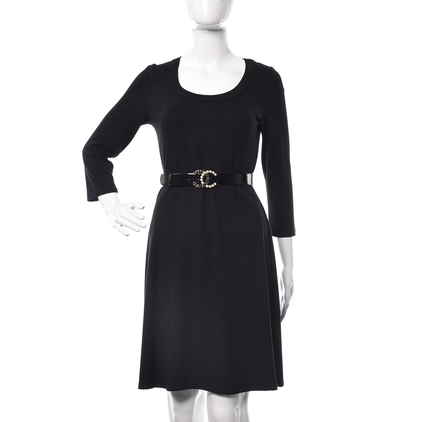 Calfskin Pearl CC Chain Belt 85 34 Black
