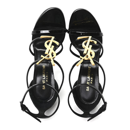 Saint Laurent Patent Cassandra 100 Ankle Strap Sandals 36 Black 2 of 9