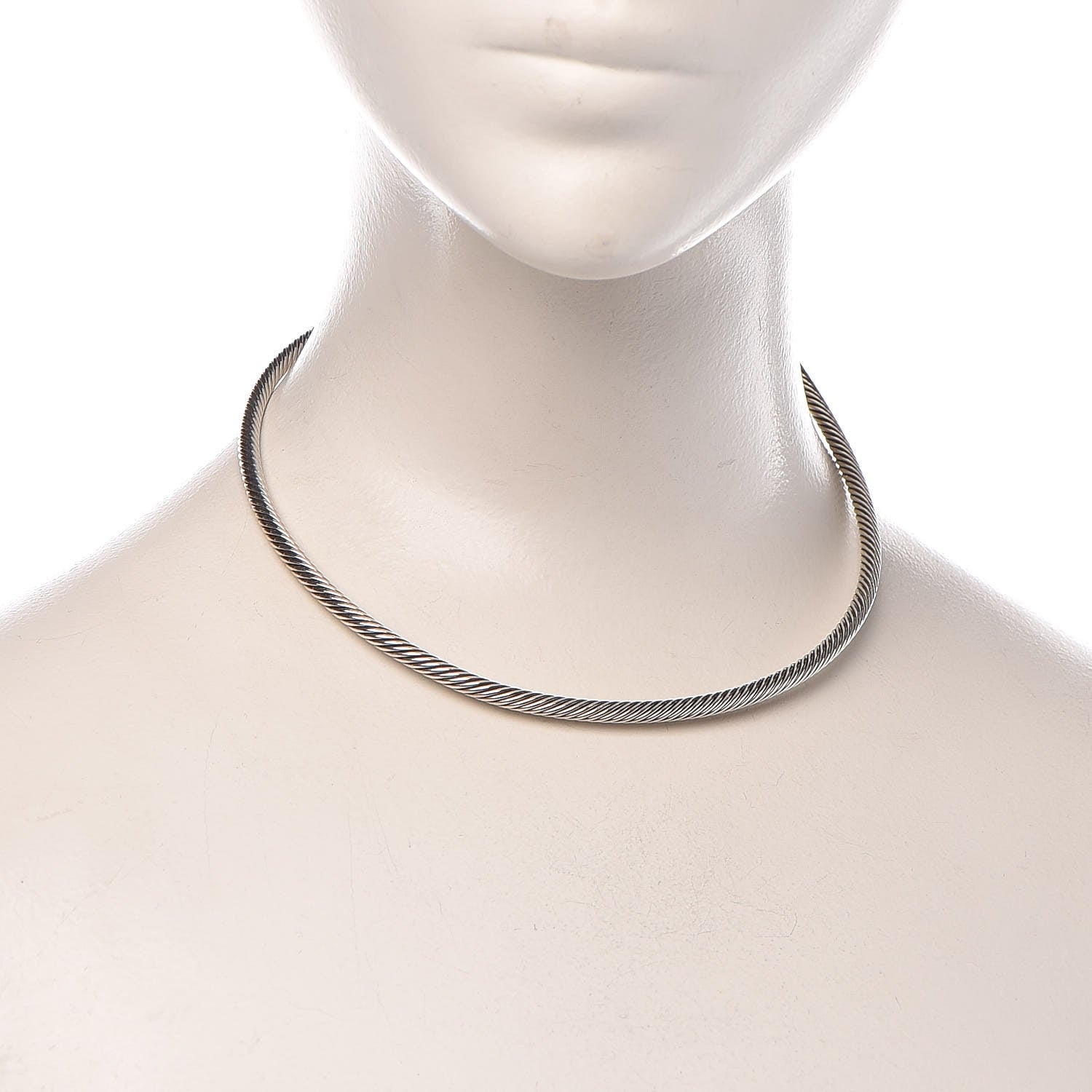 David Yurman Sterling Silver 18K Yellow Gold 4mm Cable Choker Necklace 2 of 3