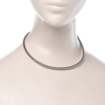 David Yurman Sterling Silver 18K Yellow Gold 4mm Cable Choker Necklace 2 of 3