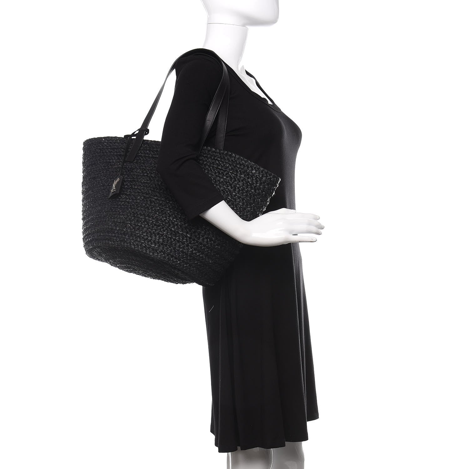 Saint Laurent Raffia Medium Panier Bag Black 2 of 11