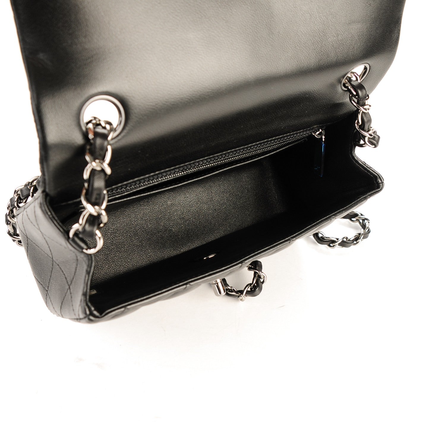 Lambskin Quilted Mini Rectangular Flap Black