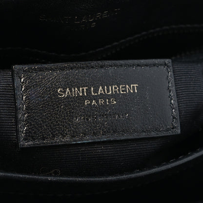 Saint Laurent Calfskin Y Quilted Monogram Monochrome Toy Loulou Crossbody Bag Black 5 of 10