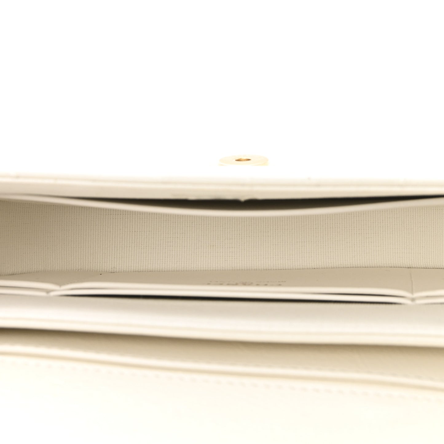 Shiny Aged Calfskin Quilted Top Handle Clutch With Chain White