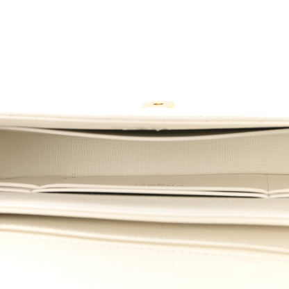 Chanel Shiny Aged Calfskin Quilted Top Handle Clutch With Chain White 5 of 11