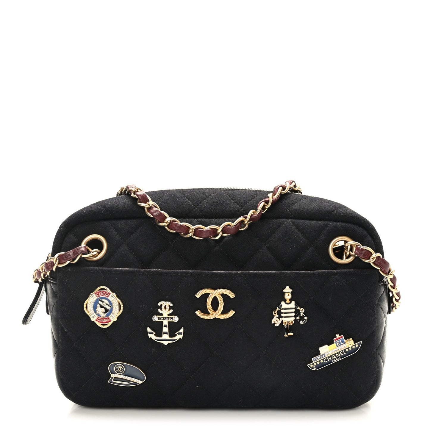 Felt Quilted Paris-Hamburg Charms Camera Case Black