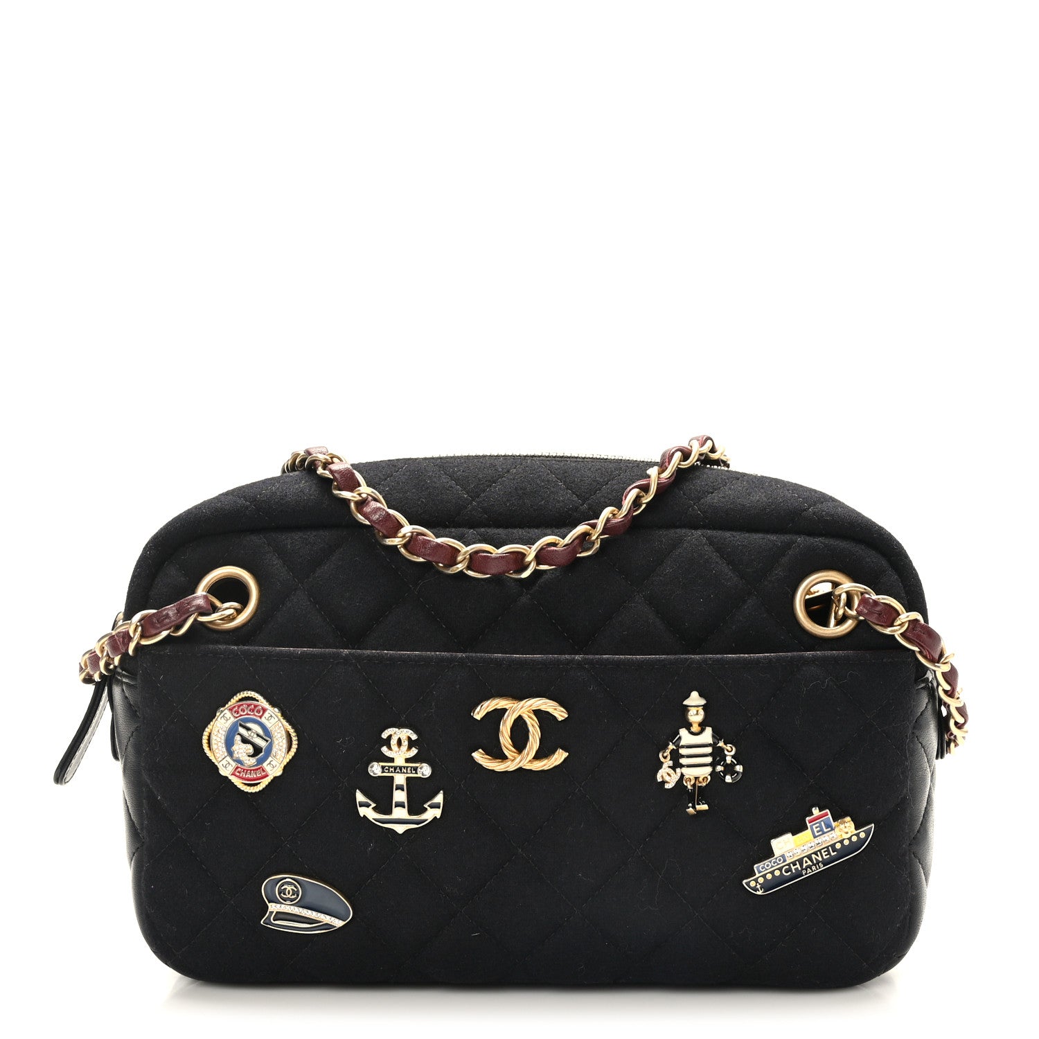 Chanel Felt Quilted Paris-Hamburg Charms Camera Case Black 1 of 9