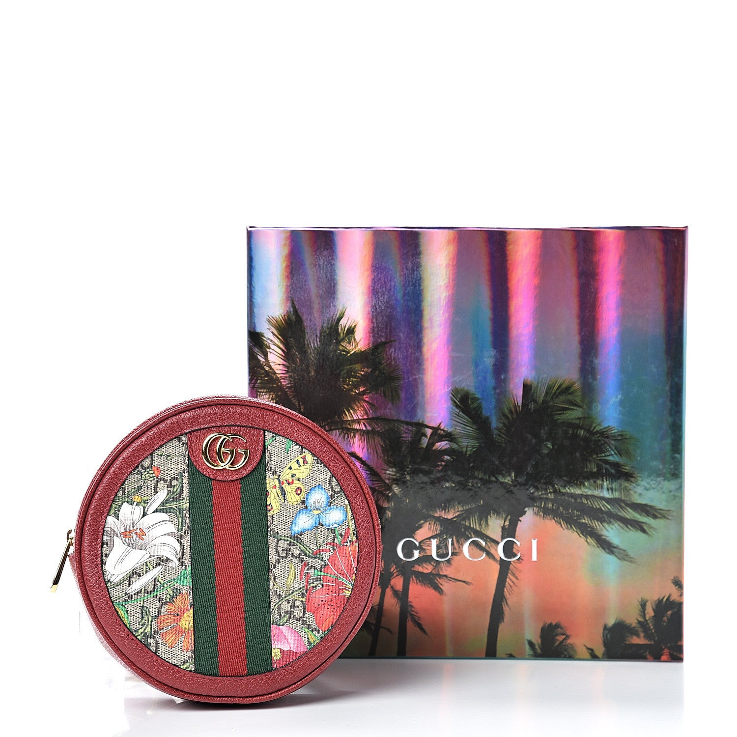 Gucci GG Supreme Monogram Web Flora Mini Ophidia Round Backpack Red 11 of 11