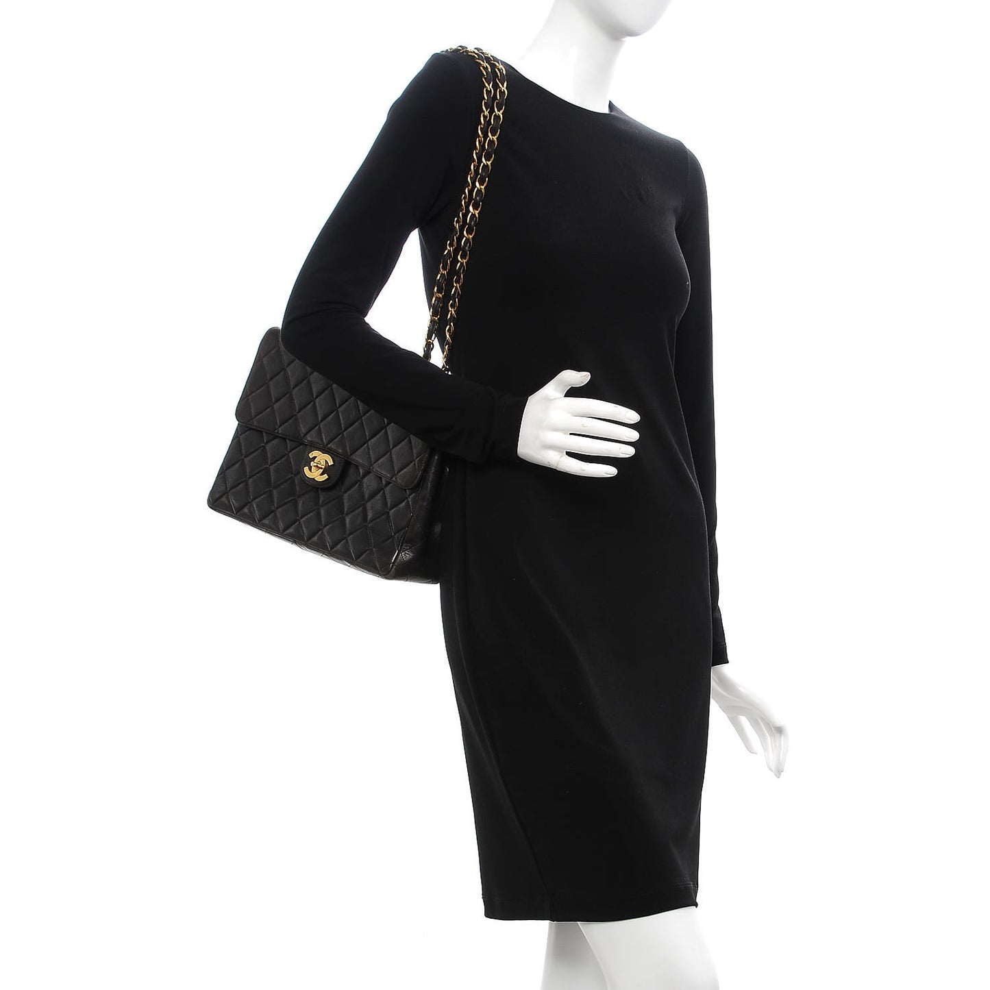 Lambskin Jumbo Single Flap Dark Brown