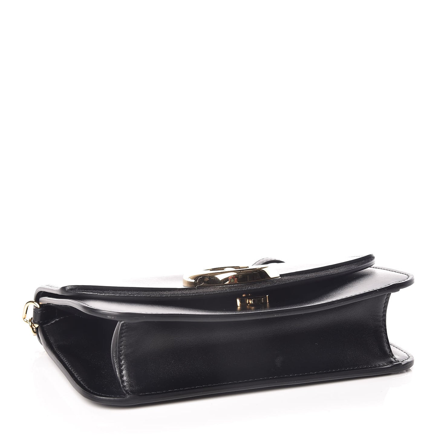 Calfskin Suede C Clutch With Chain Black