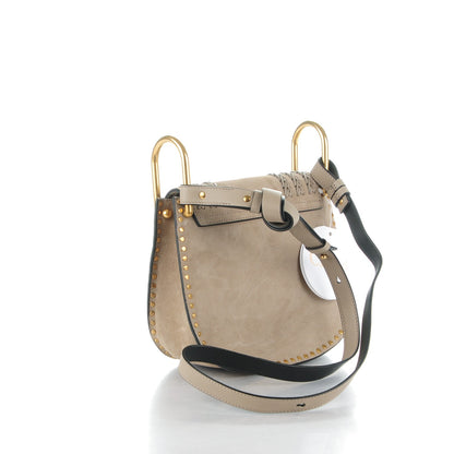 Chloe Suede Calfskin Braided Small Hudson Shoulder Bag Motty Grey 3 of 8