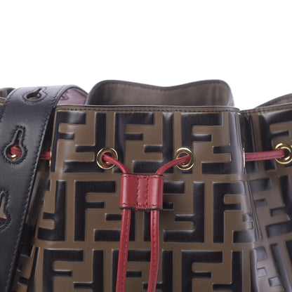 Fendi Vitello Grace F is Fendi Bi-Color FF 1974 Embossed Grande Mon Tresor Bucket Bag Maya Black Fragola 8 of 11