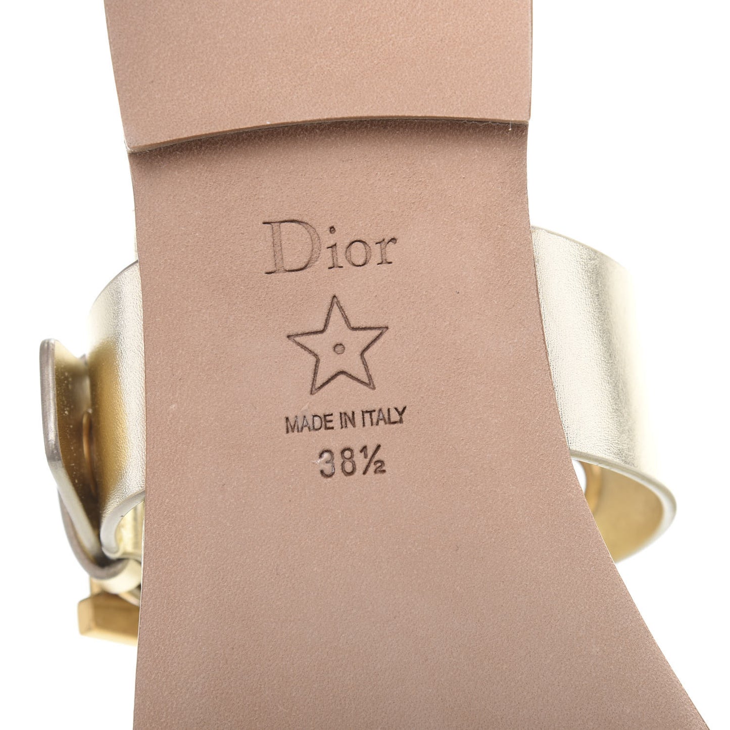 Laminated Calfskin D-Dior Sandal 38.5 Pale Gold