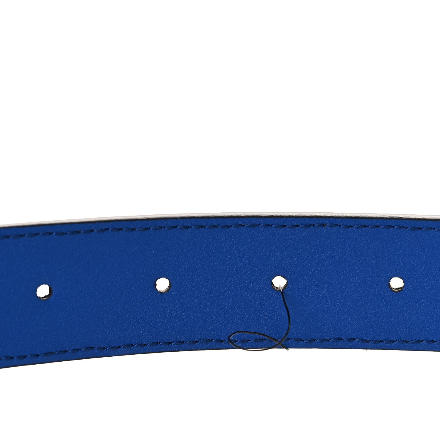 Gucci GG Supreme Monogram Plutone Calfskin Enamel Double G 30mm Belt 80 32 Black Metal Blue 4 of 5