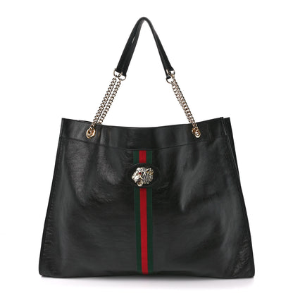 Gucci Calfskin Maxi Rajah Chain Tote Black 2 of 15