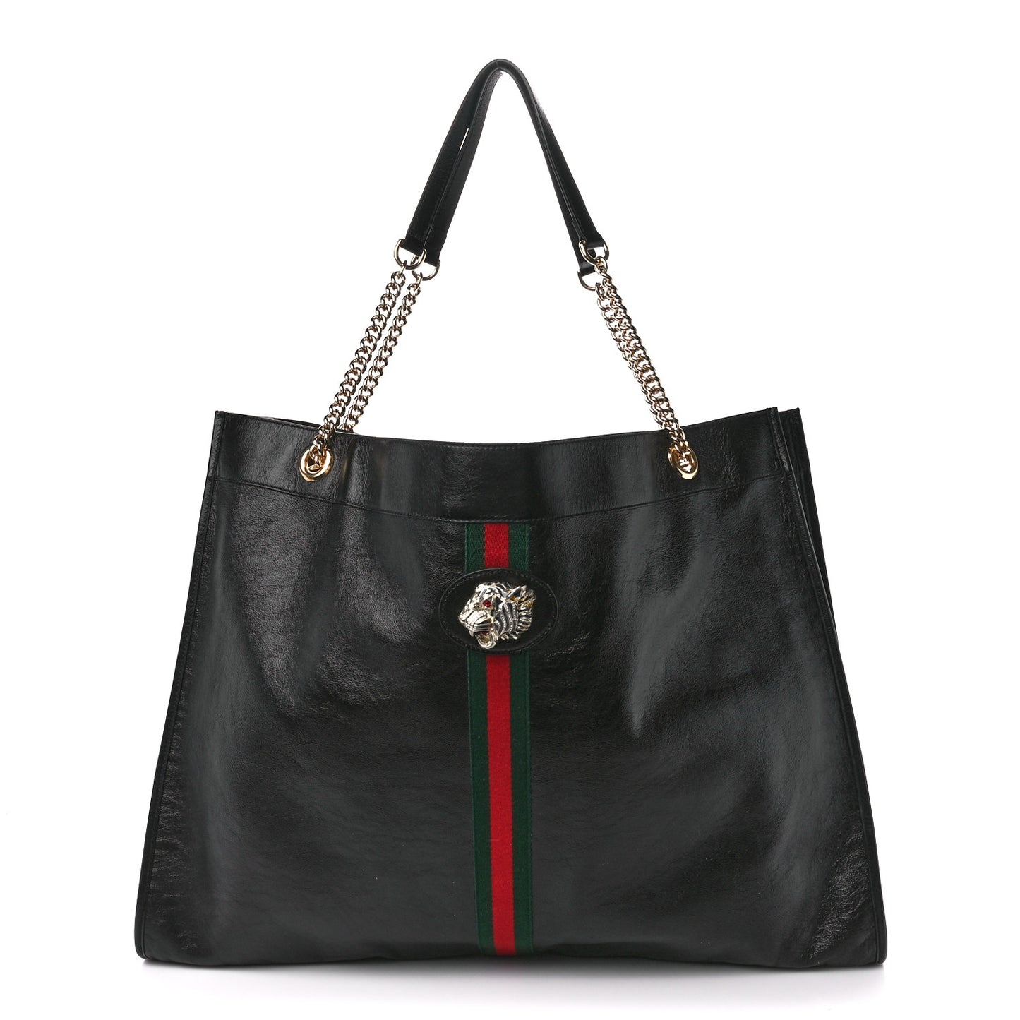 Calfskin Maxi Rajah Chain Tote Black