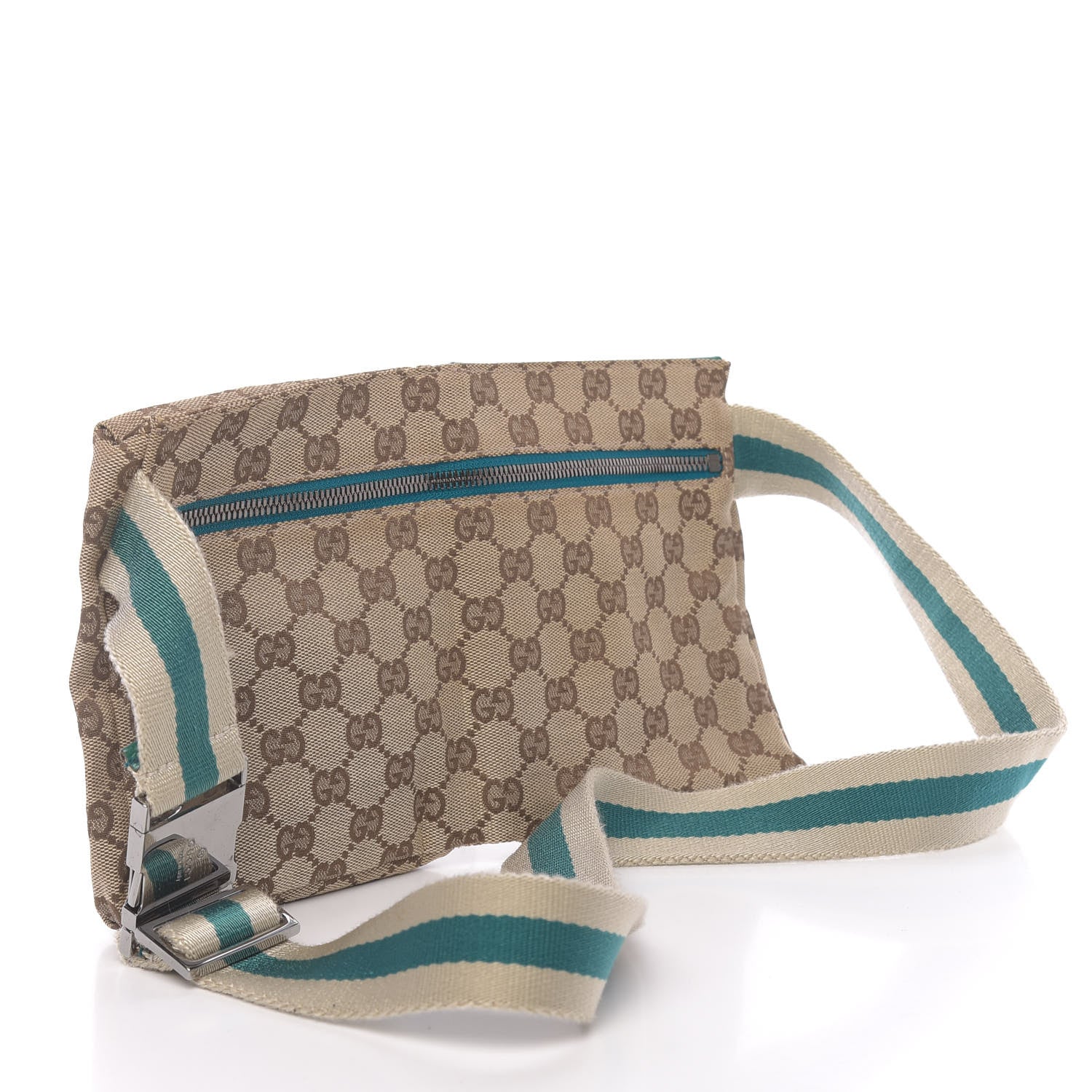 Gucci GG Monogram Web Double Pocket Belt Bag Turquoise 3 of 11