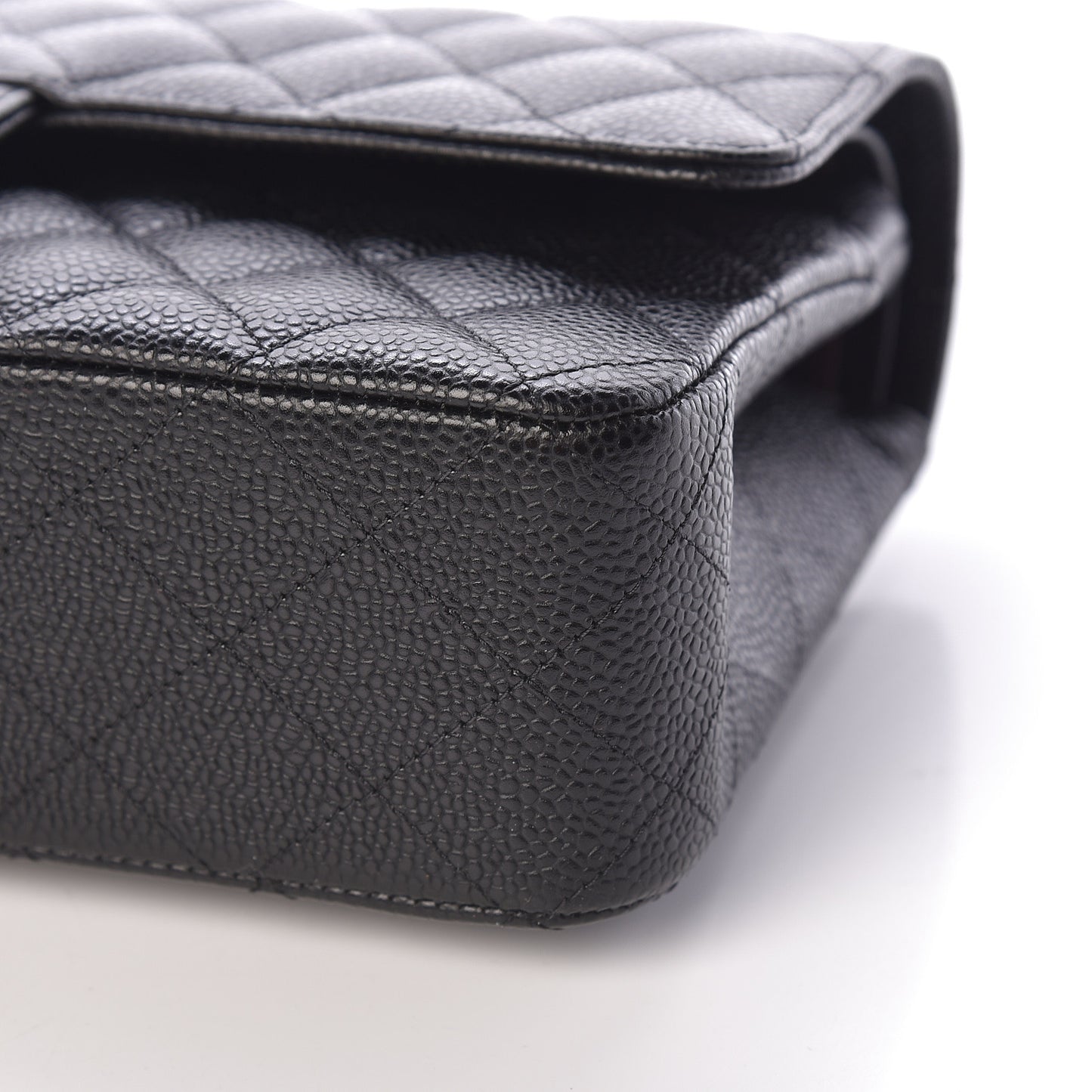Caviar Quilted Medium Double Flap Black
