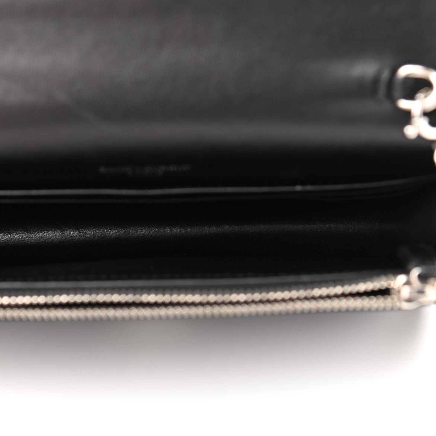 Calfskin Crocodile Embossed Kate Monogram Tassel Chain Wallet Black
