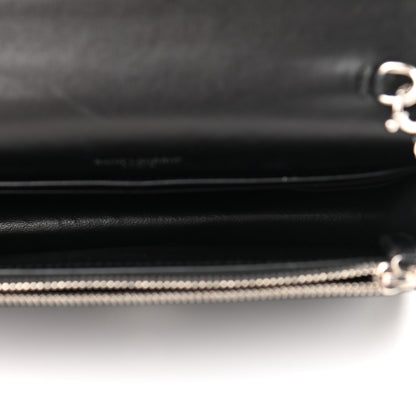 Saint Laurent Calfskin Crocodile Embossed Kate Monogram Tassel Chain Wallet Black 5 of 10