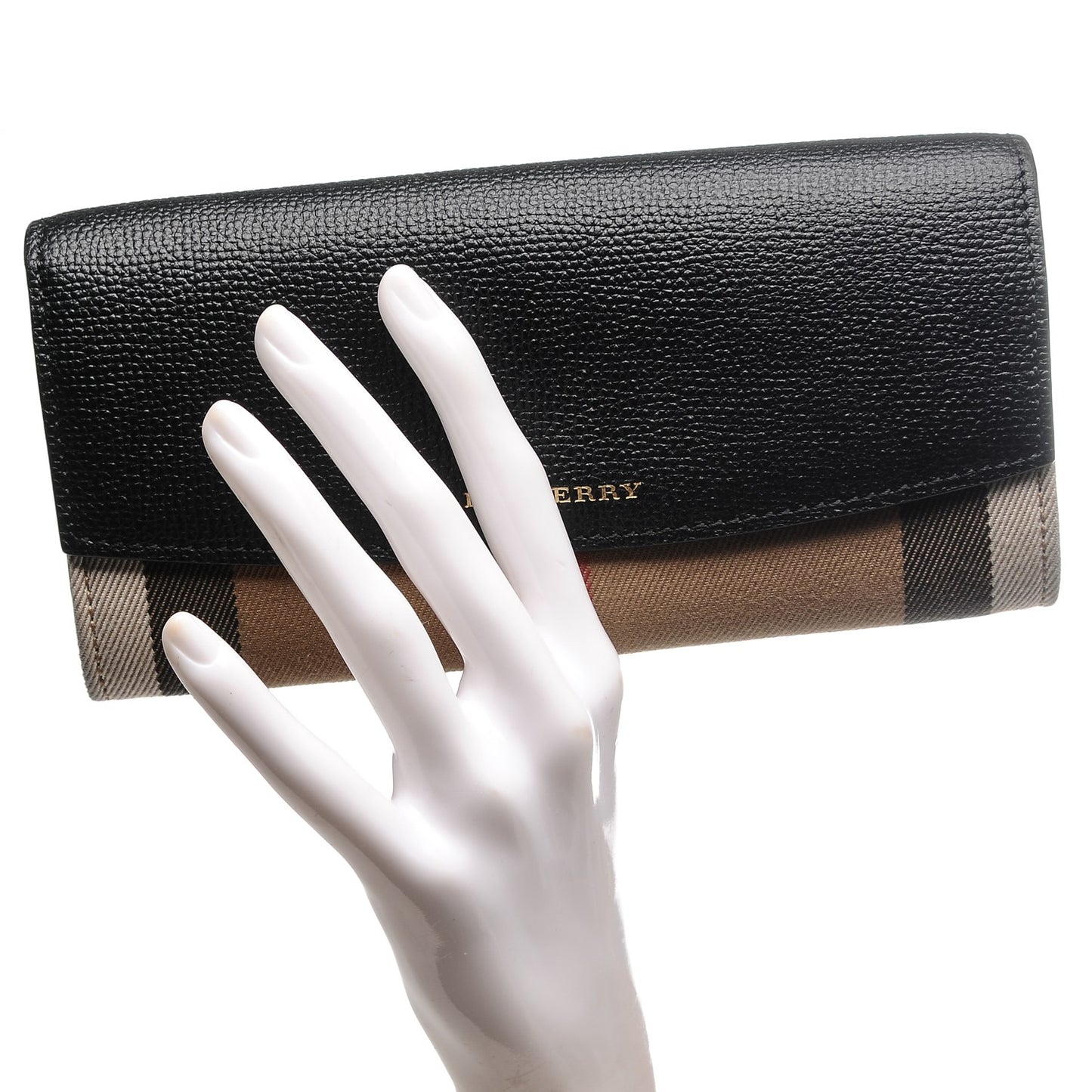 Grainy Calfskin House Check Henley Wallet On Chain Black
