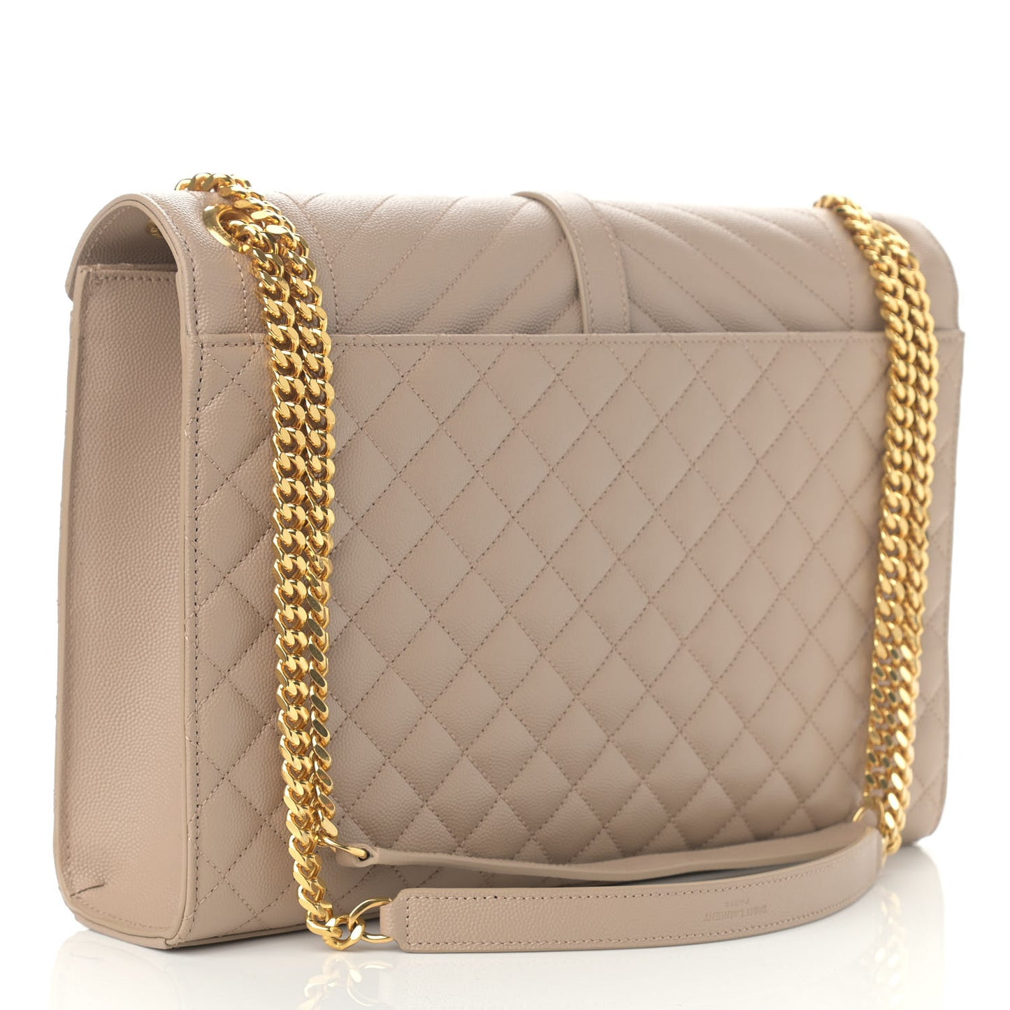 Grain De Poudre Mixed Matelasse Large Triquilt Monogram Satchel Dark Beige
