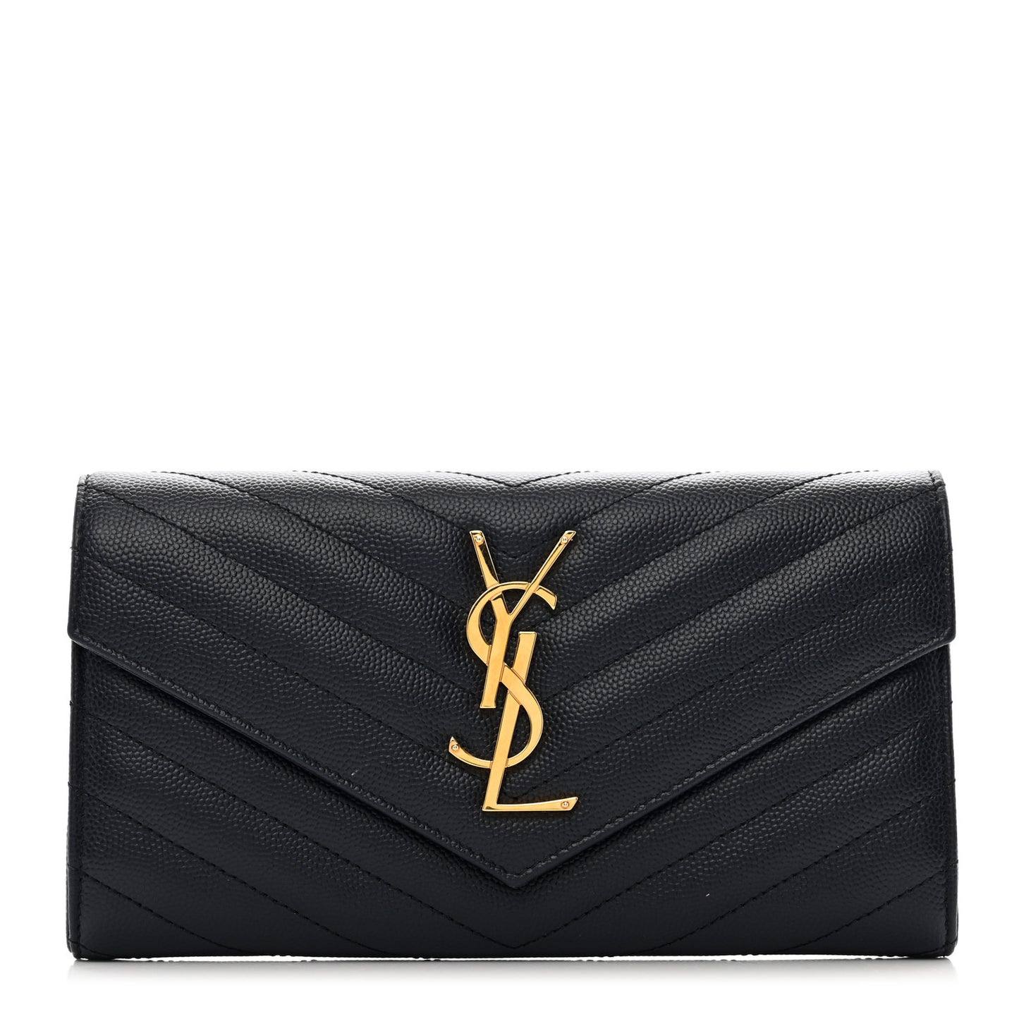 Grain De Poudre Matelasse Chevron Monogram Flap Wallet Deep Marine