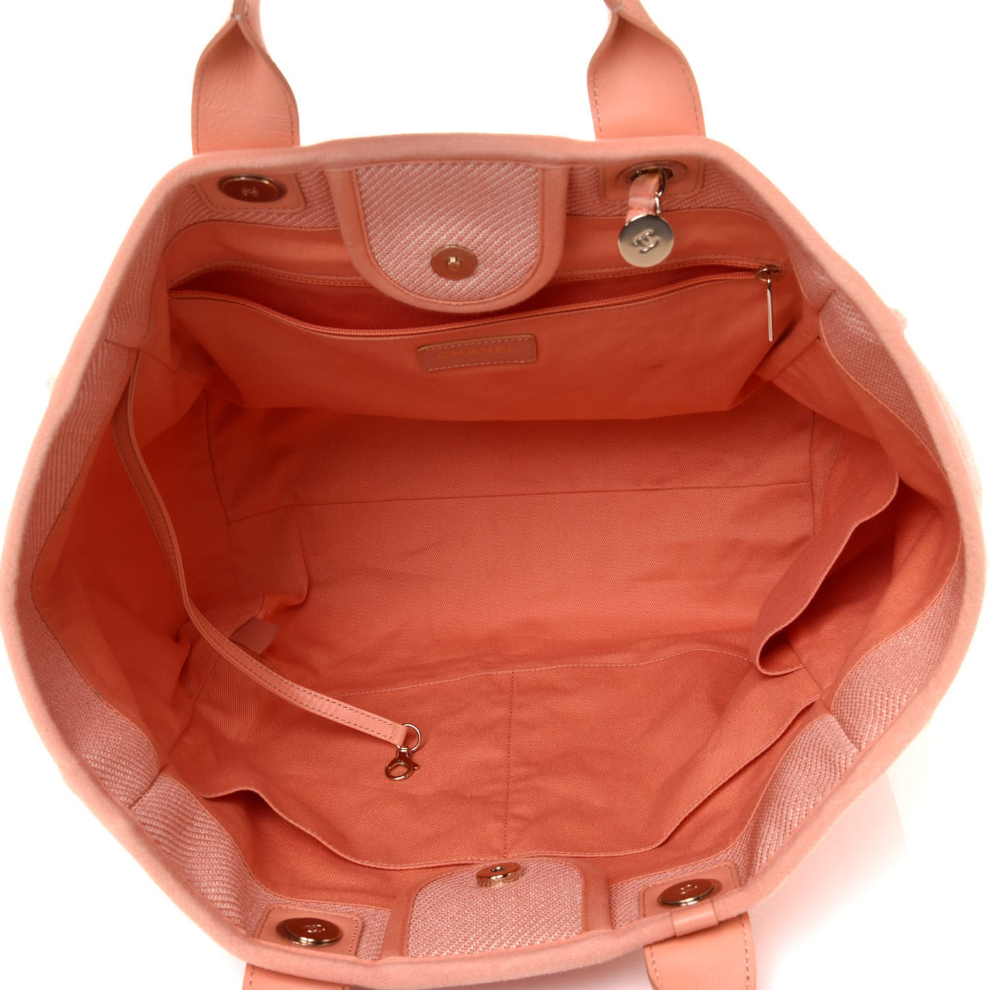 Mixed Fibers Calfskin Medium Deauville Tote Light Orange