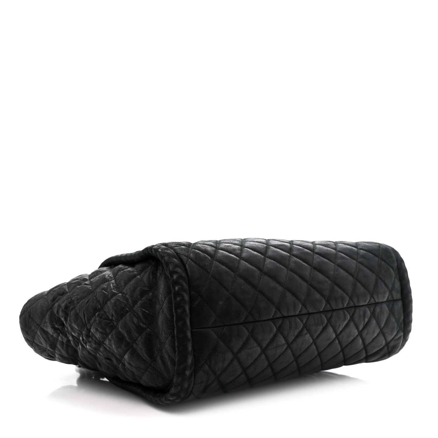 Chanel Crumpled Calfskin Iridescent Calfskin Hidden Chain Large Quilted Shopping Tote Black 4 of 11