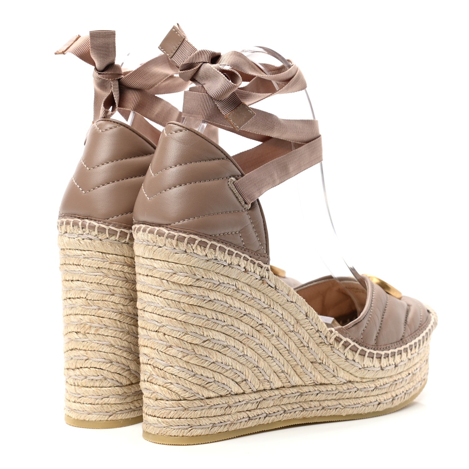 Gucci Nappa Matelasse GG Marmont Ankle Wrap Platform 35/120mm Espadrille Wedges 39.5 Porcelain Rose 4 of 11