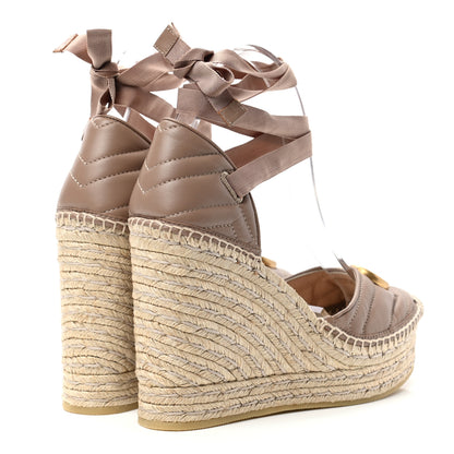 Gucci Nappa Matelasse GG Marmont Ankle Wrap Platform 35/120mm Espadrille Wedges 39.5 Porcelain Rose 4 of 11