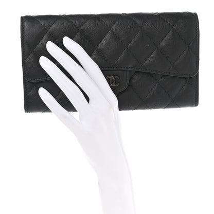Chanel Crumpled Calfskin Quilted Large Flap Wallet So Black 2 of 9