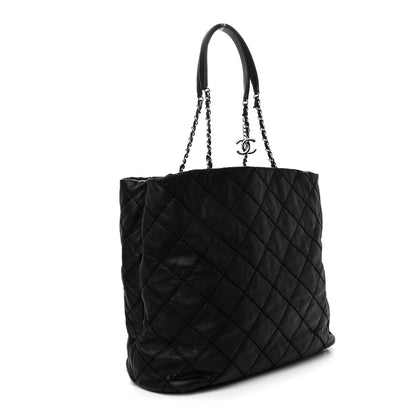 Chanel Lambskin Stitched Shopper Tote Black 3 of 13
