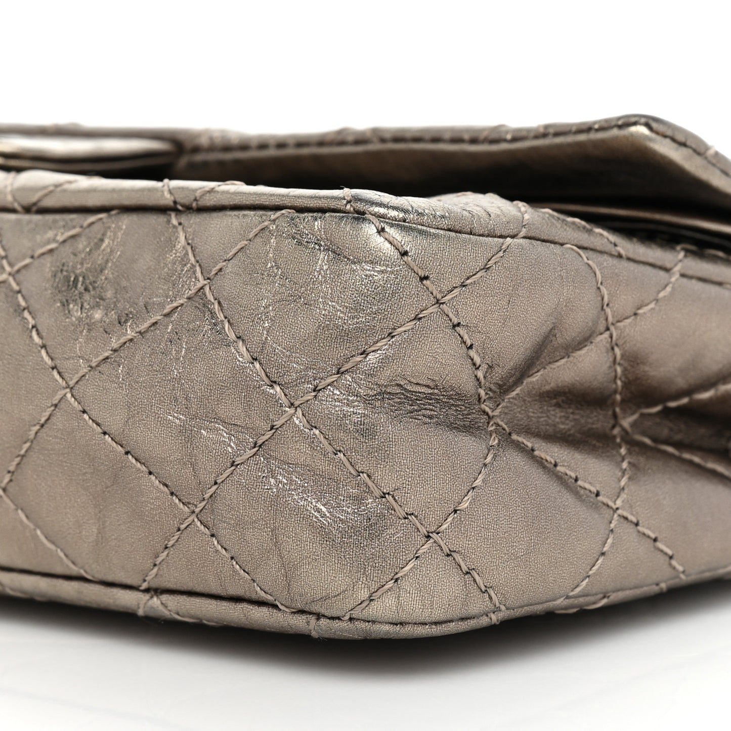 Metallic Aged Calfskin Quilted 2.55 Reissue 225 Flap Pewter