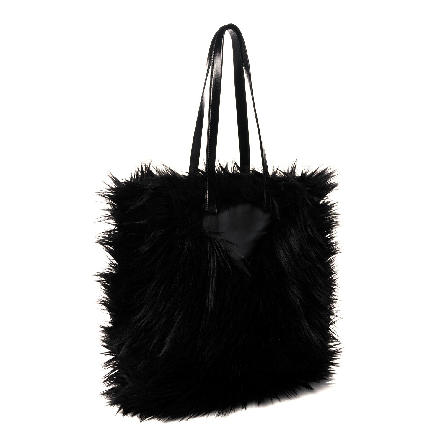 Prada Faux Fur Tote Black 3 of 9