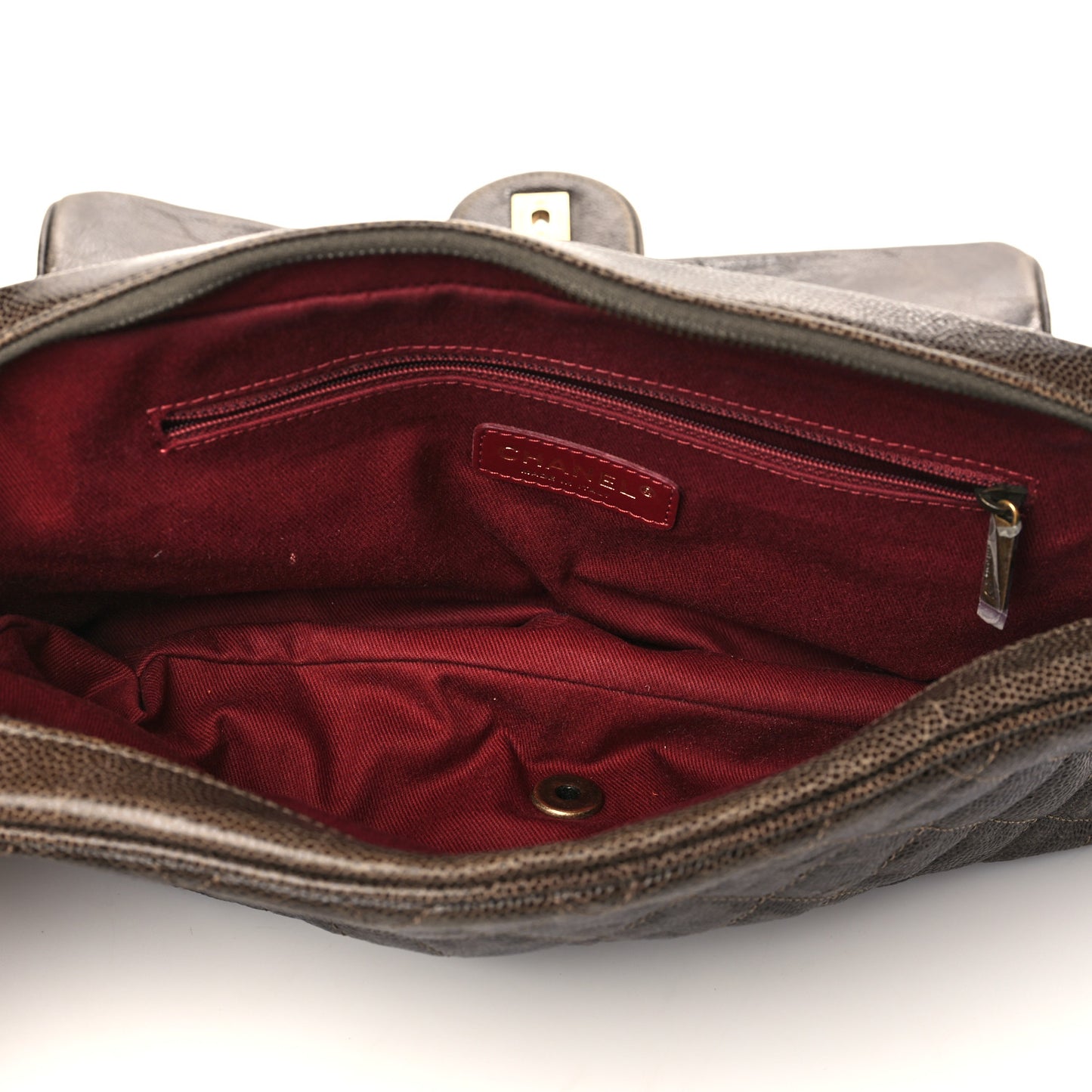 Iridescent Caviar Quilted Large Chic Flap Brown