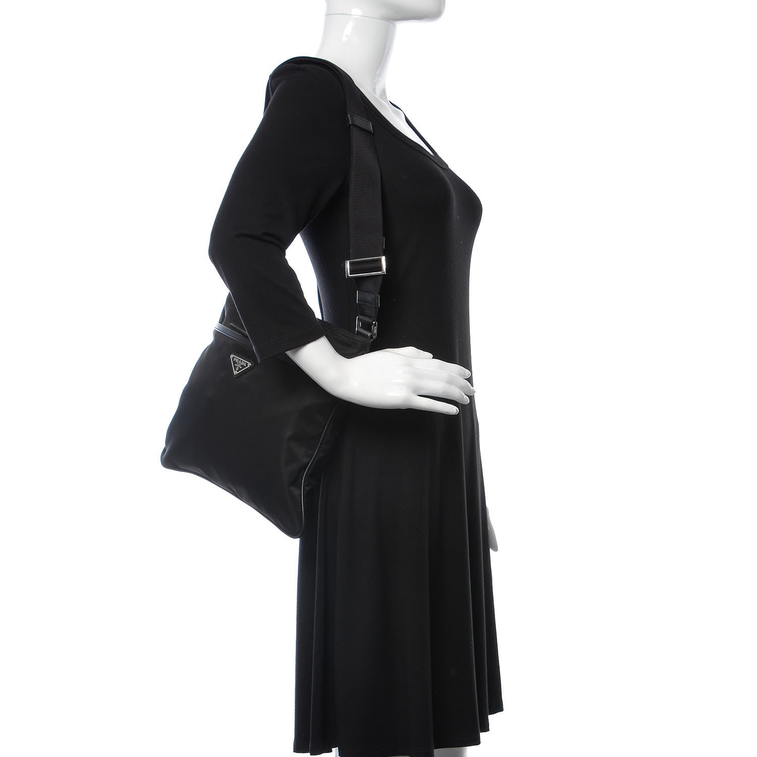 Prada Nylon Saffiano Flat Messenger Bag Black 2 of 9