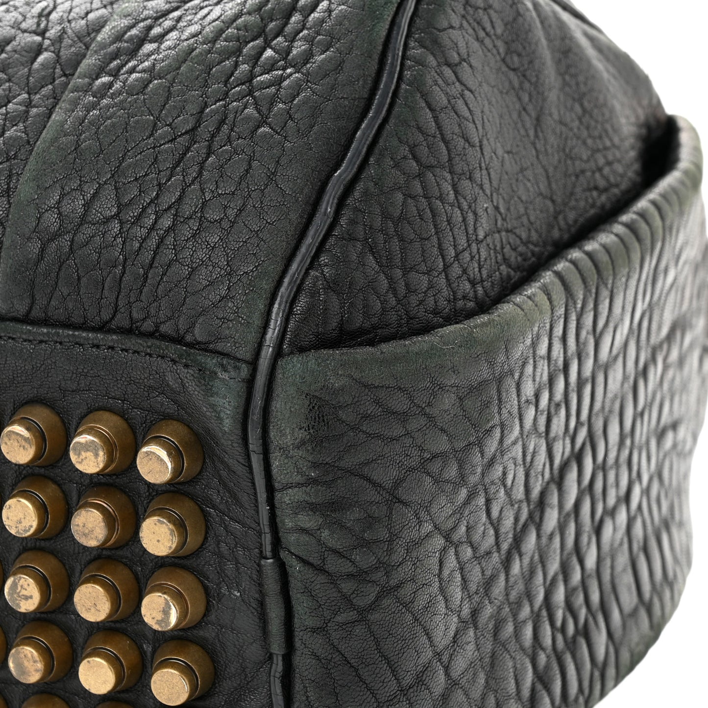 Pebbled Lambskin Rocco Black Antique Brass Hardware