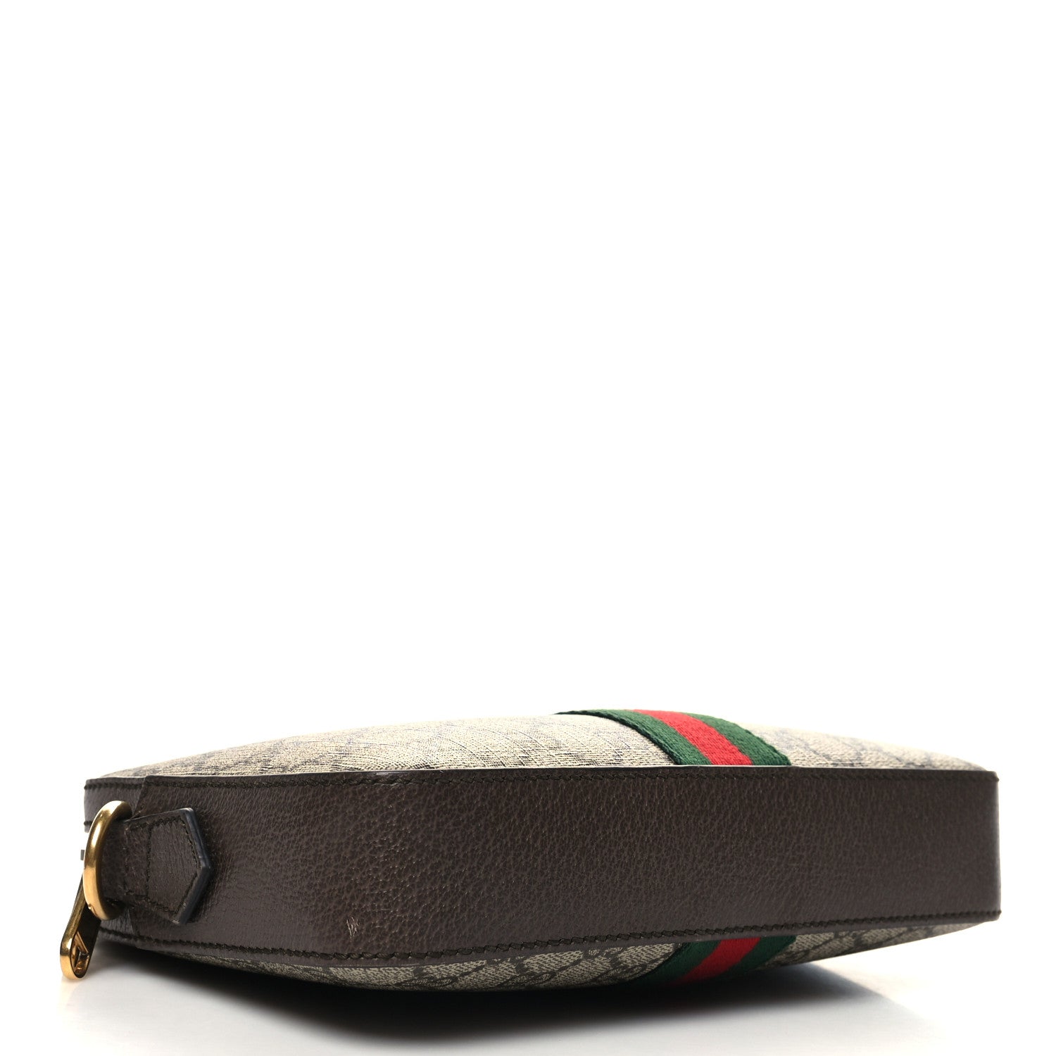 Gucci GG Supreme Monogram Textured Dollar Calfskin Web Ophidia Wristlet Shoulder Bag Beige Ebony New Acero 4 of 11