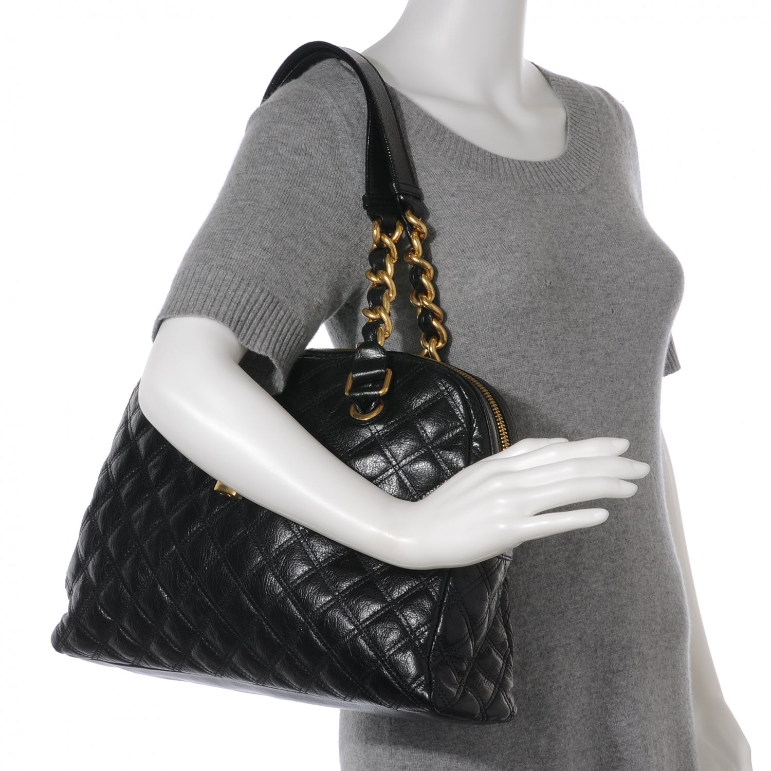 Marc Jacobs Leather Quilted Karlie Satchel Black 2 of 7