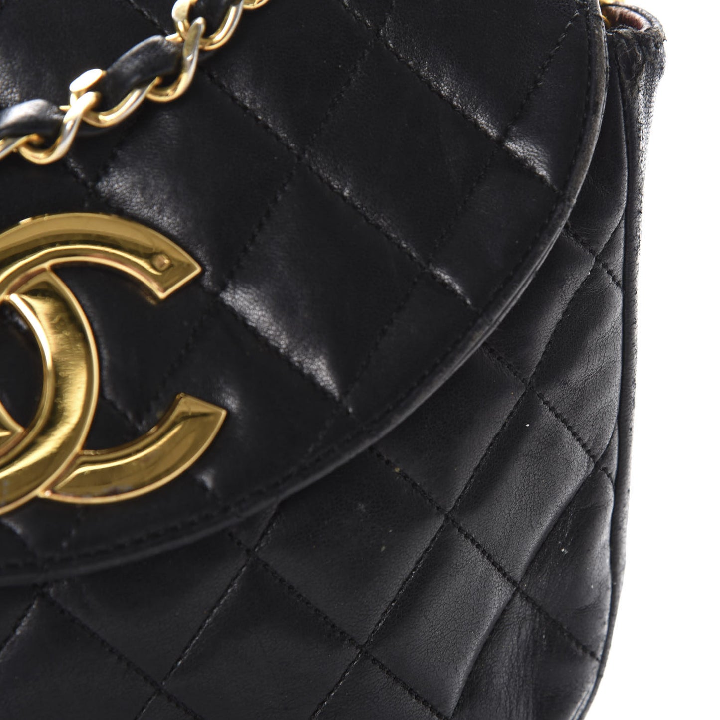 Quilted Lambskin Small Single Flap Black