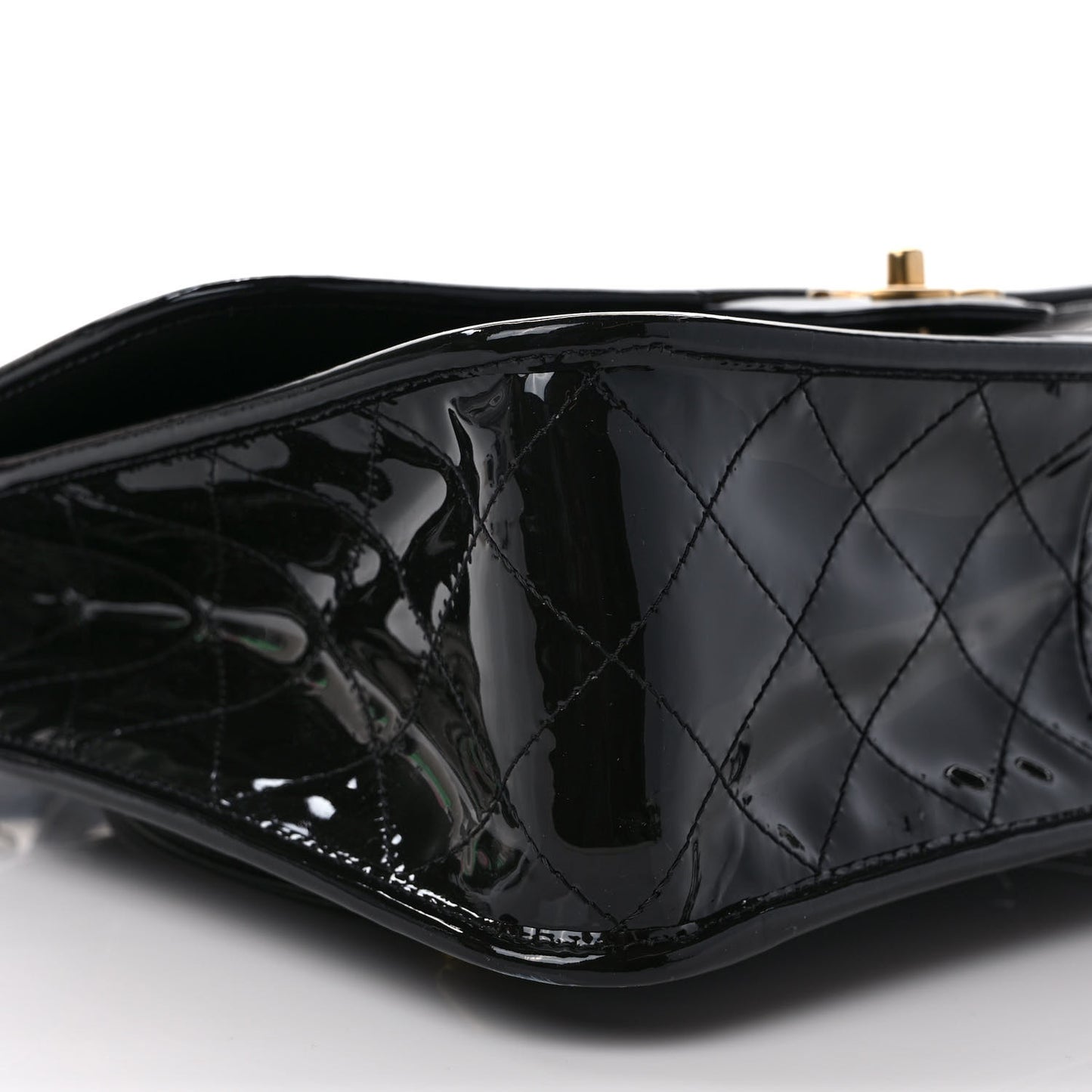 Patent Quilted Large School Memory Top Handle Flap Black